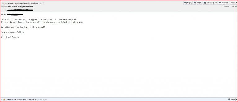 Notice to Appear Malware | Email Phishing Malware